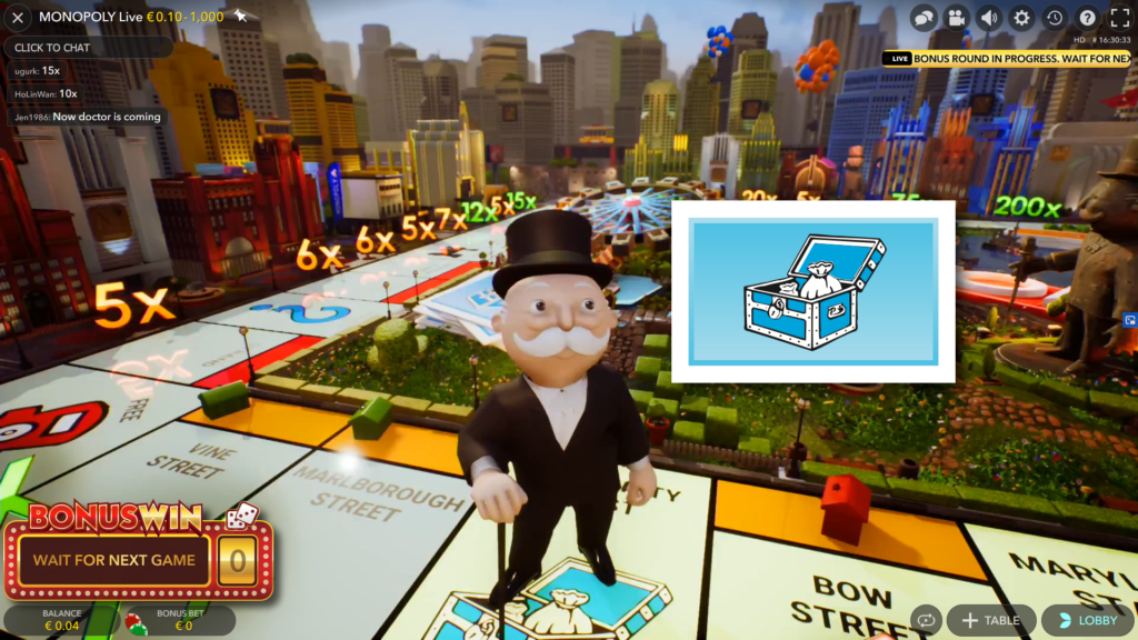 El juego de bonificación de Monopoly Live
